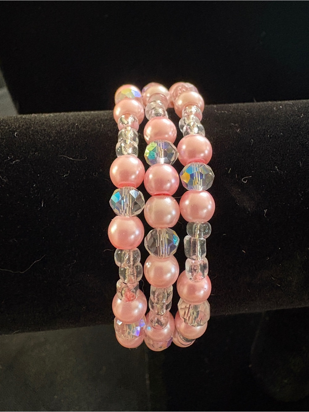 Pink Pearl & Crystal Bracelet